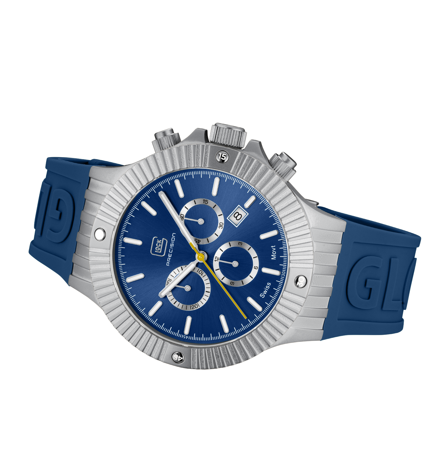 GLOCK Watch GW-37-1-24 Blue Silicone Strap with GLOCK Lettering Horizontal View