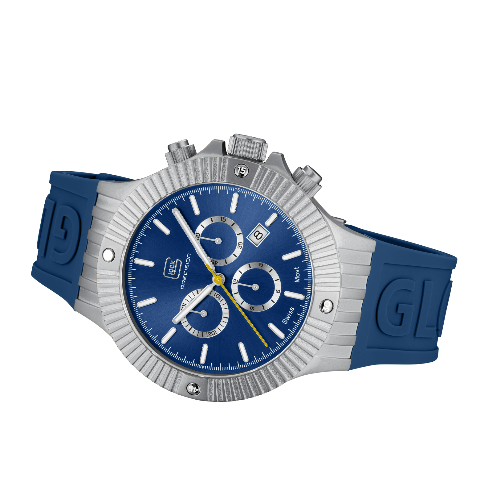 GLOCK Watch GW-37-1-24 Blue Silicone Strap with GLOCK Lettering Horizontal View