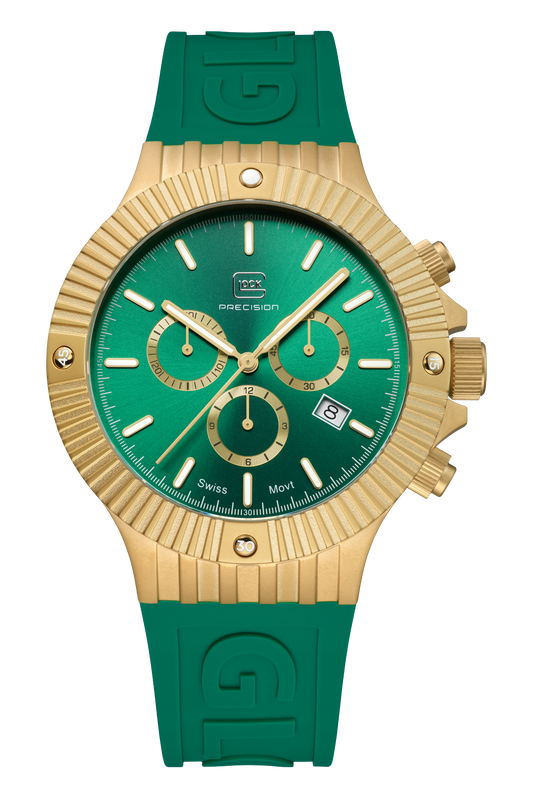 GLOCK Watch GW-37-2-24 Green Silicone Strap with GLOCK Lettering Front View