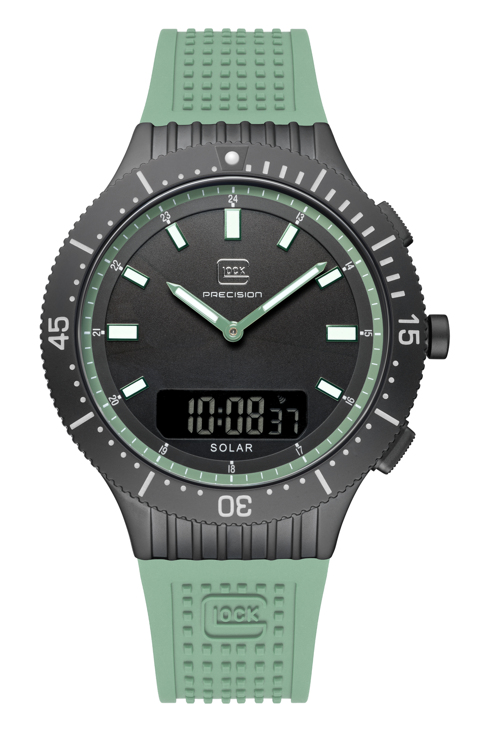 GLOCK Watch GW-40-2-24 Mint Green Silicone Strap with RTF Structure Front View