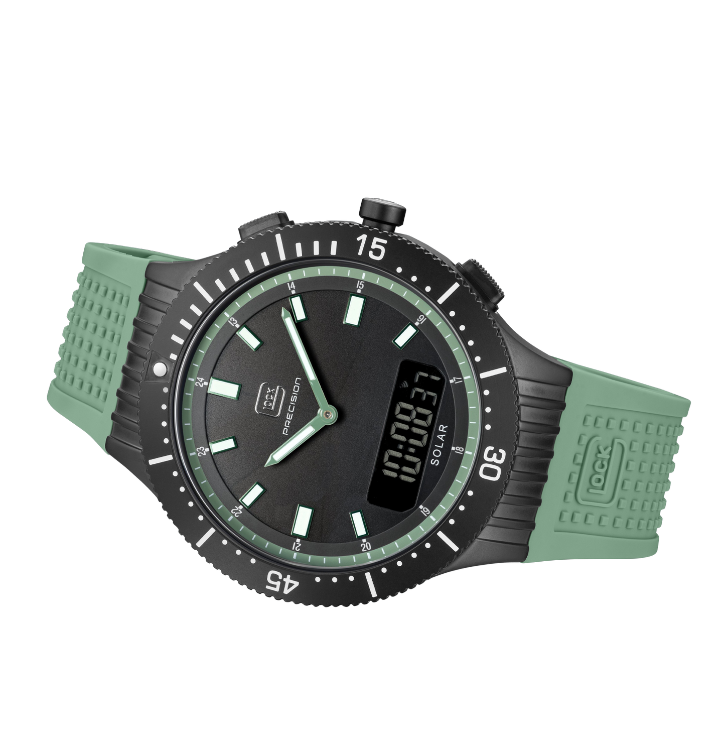 GLOCK Watch GW-40-2-24 Mint Green Silicone Strap with RTF Structure Horizontal View