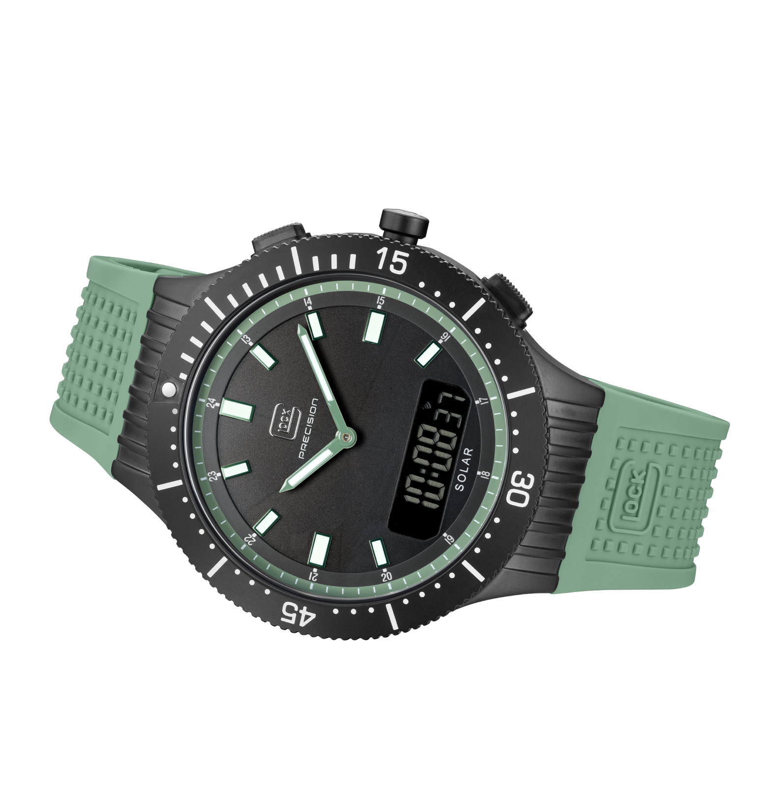 GLOCK Watch GW-40-2-24 Mint Green Silicone Strap with RTF Structure Horizontal View