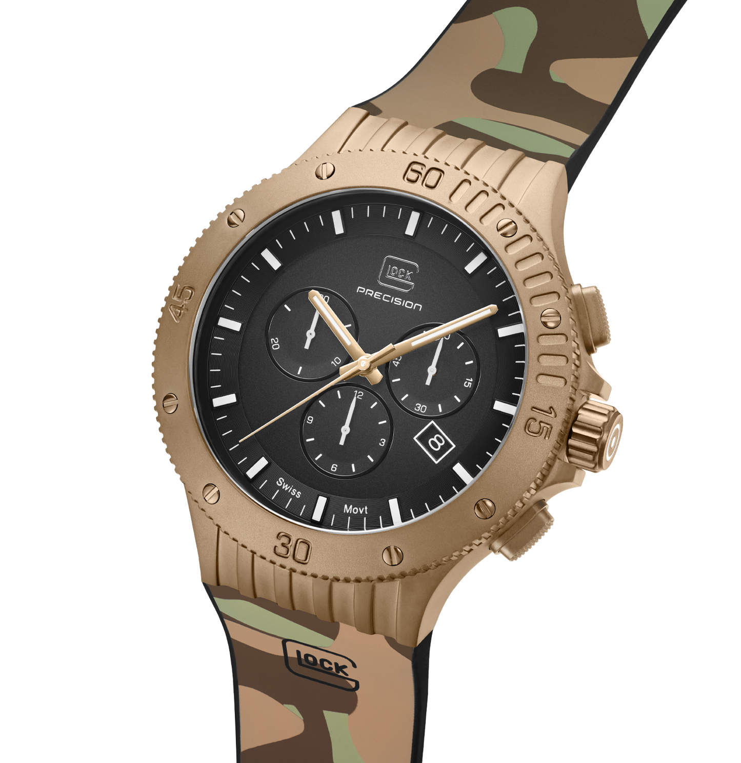 GLOCK Watch Camouflage Desert Silicone Strap Half Side View