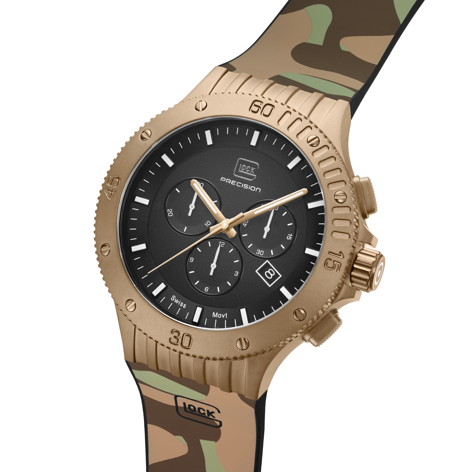 GLOCK Watch Camouflage Desert Silicone Strap Half Side View