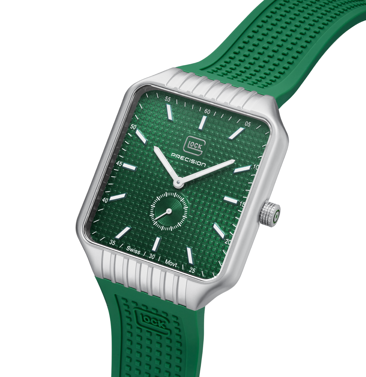 GLOCK Watch GW-5-1-24 Green Silicone Strap RTF Structure Half Side View