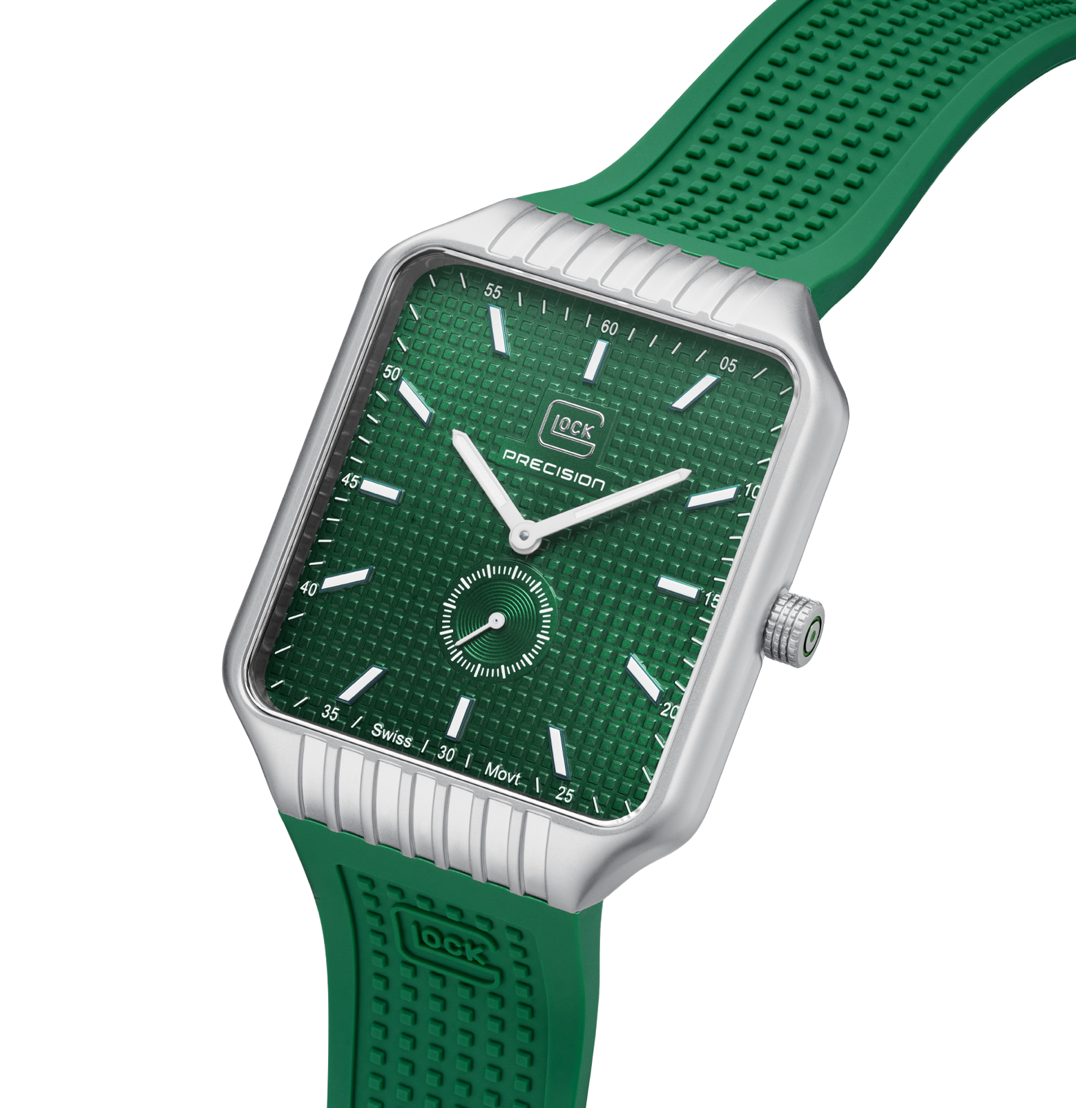 GLOCK Watch GW-5-1-24 Green Silicone Strap RTF Structure Half Side View