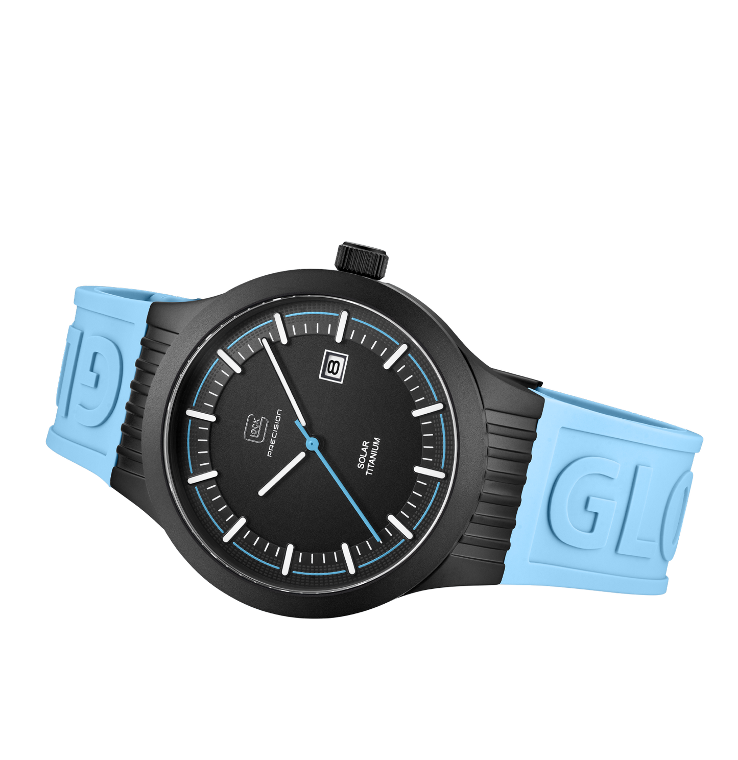 GLOCK Watch GW-6-1-22 Light Blue Silicone Strap with Lettering Horizontal Shot