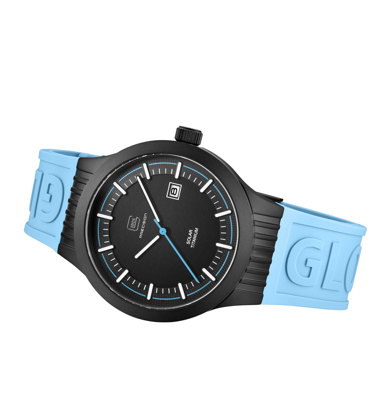 GLOCK Watch GW-6-1-22 Light Blue Silicone Strap with Lettering Horizontal Shot