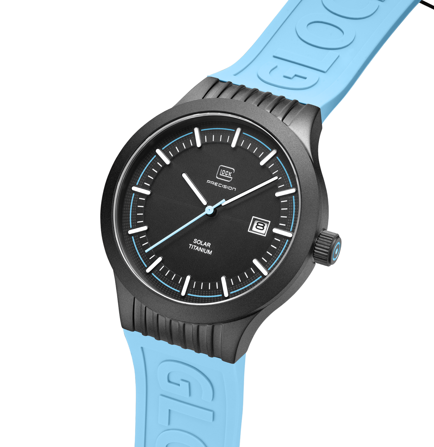 GLOCK Watch GW-6-1-22 Light Blue Silicone Strap with Lettering Side View