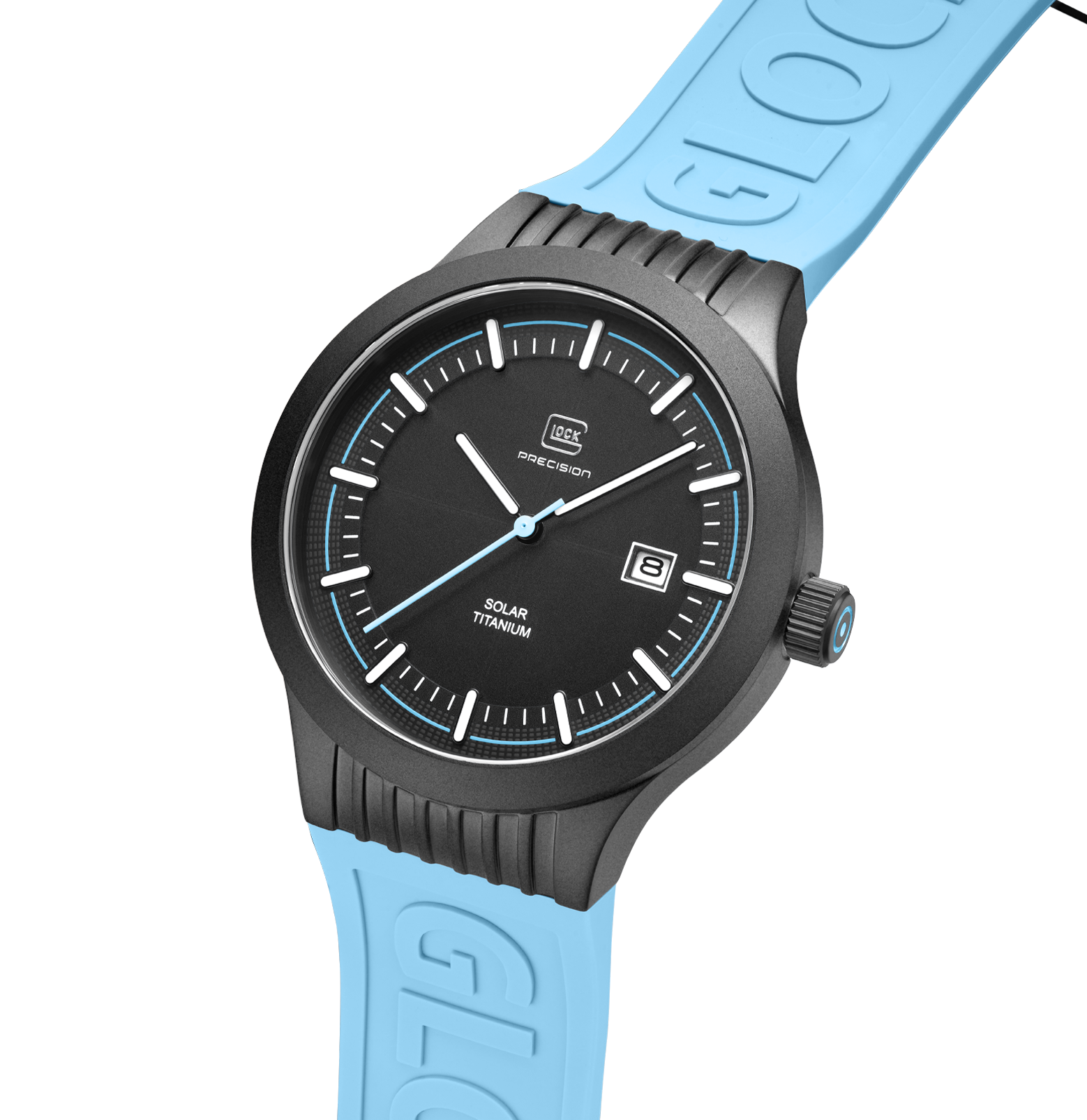 GLOCK Watch GW-6-1-22 Light Blue Silicone Strap with Lettering Side View